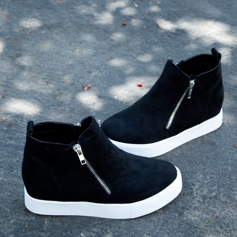 NEW🔥 Side Zip Wedge Heel Platform Sneaker Booties - Picture 8 of 10